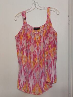 Lane Bryant Pink Yellow Multicolor Ikat Adjustable Strap Tank